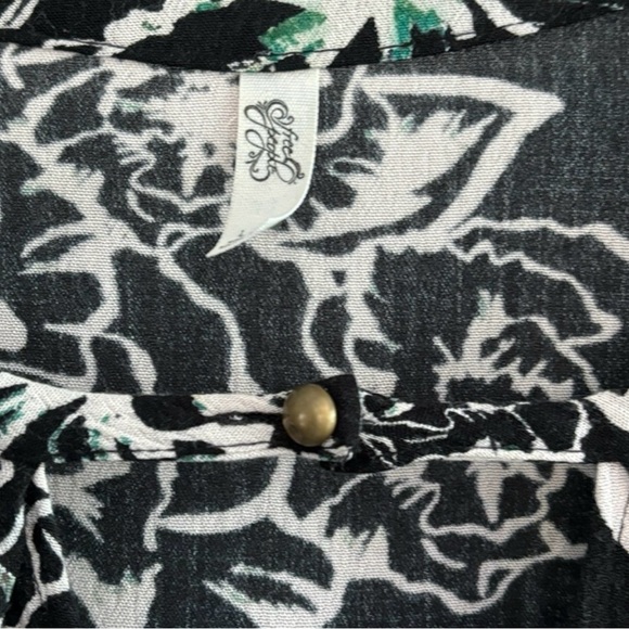Free People Snap Out of It Black Cream Floral Sz S Tunic Dress Long Sleeve$298 - Picture 5 of 5